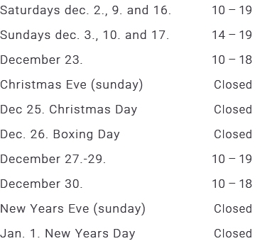Jekta Opening hours in december and during christmas
