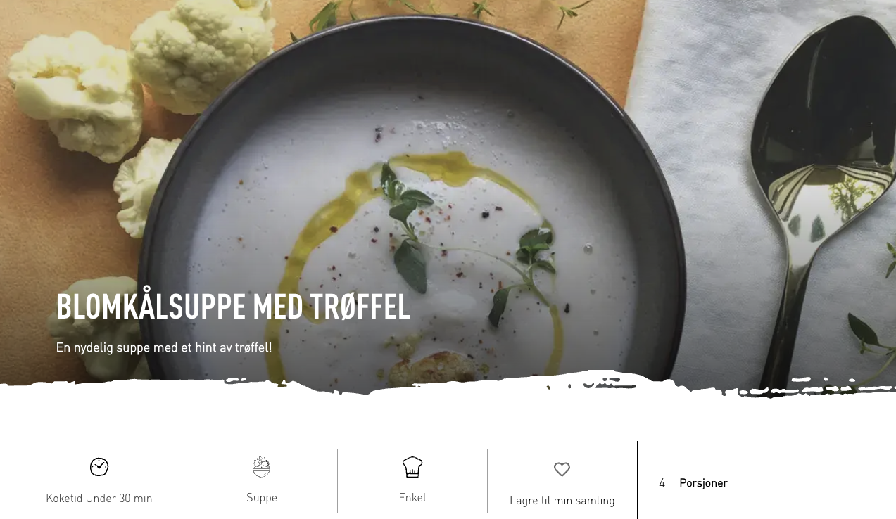 Se oppskrift på blomkålsuppe med trøffel